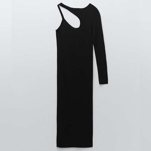 Zara Black Cut Out Knit Dress Size S - Picture 8 of 10